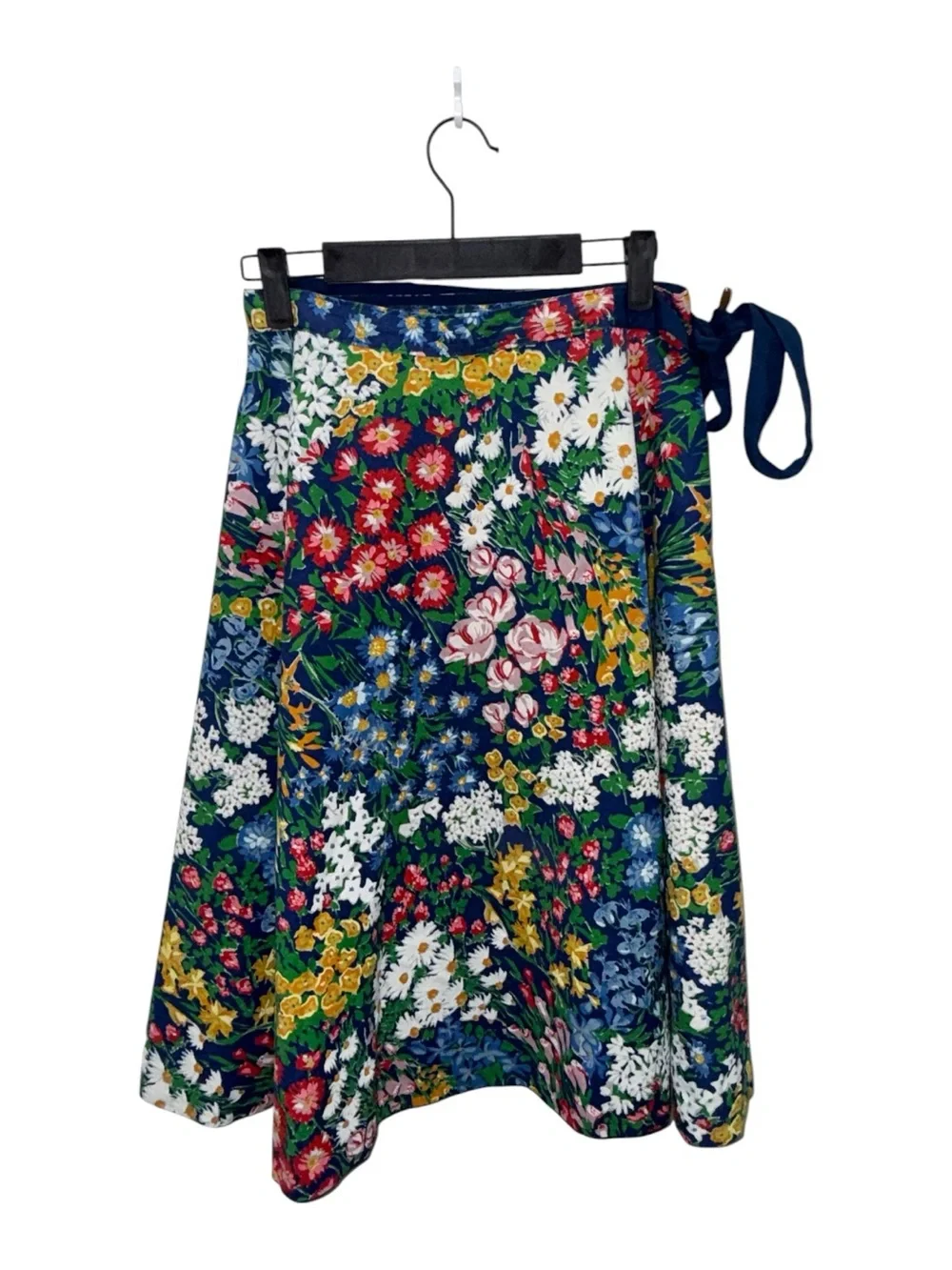 Vintage Tumbleweeds Navy Floral Cotton Wrap Midi Skirt Women’s Large Cottagecore